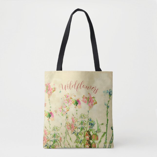 Wildflowers Text  Tote Bag (Front)