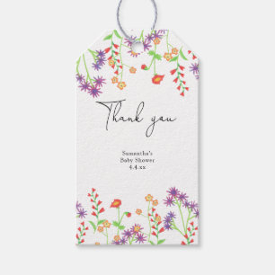 Wildflowers thank you baby shower gift tags