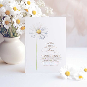 Wildflowers Theme White Daisy Flower Bridal Shower Invitation