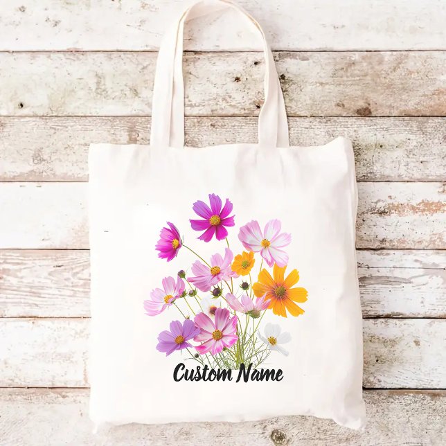 Wildflowers tote bag, Custom name tote bag, Mum (wildflowers tote bag, custom name tote bag, birthday gift for her, Mother’s Day gift)