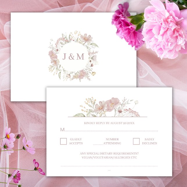 Wildflowers Traditional White Wedding RSVP Enclosure Card (Creator Uploaded)