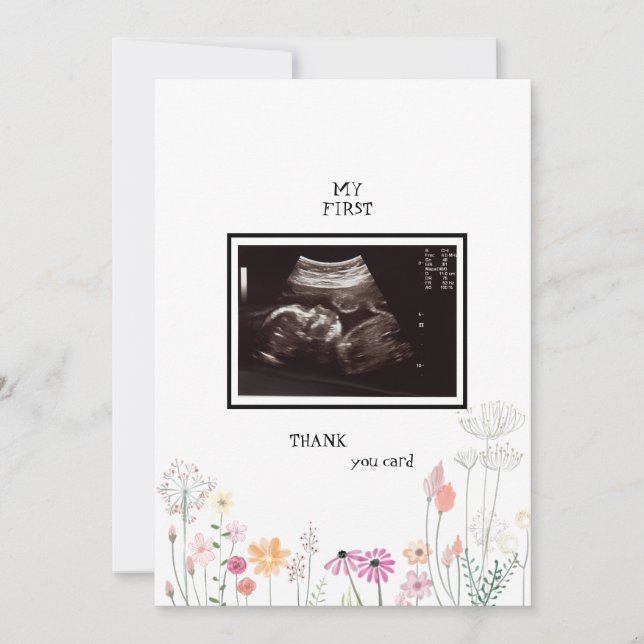 Wildflowers Ultrasound Photo Thank You Funny Card (Front)