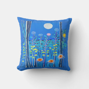Wildflowers under a Full Moon Cushion