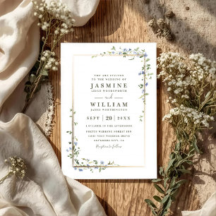 Wildflowers Vine Rustic Elegant QR Code Wedding Invitation