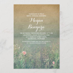 wildflowers vintage bridal shower invites