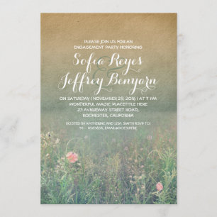 wildflowers vintage engagement party invites