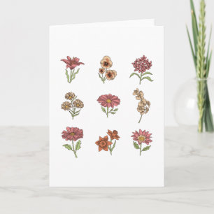 Wildflowers Vintage Flowers Botanical Card