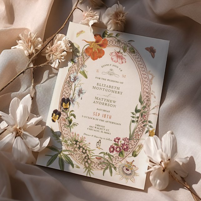 Wildflowers Vintage Wedding Invitation Mauve Rose (Creator Uploaded)