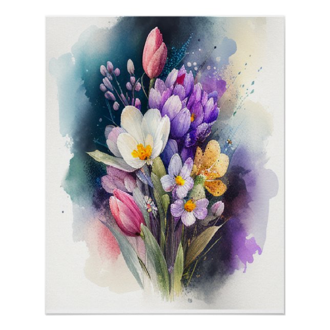 Wildflowers Wall Art Watercolor Floral Pictures  (Front)