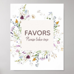 Wildflowers Watercolor Baby Shower Favour Sign