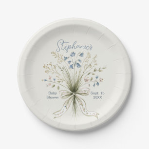 Wildflowers Watercolor Baby Shower Paper Plate