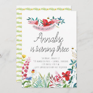 Wildflowers Watercolor Birthday Party Invitations