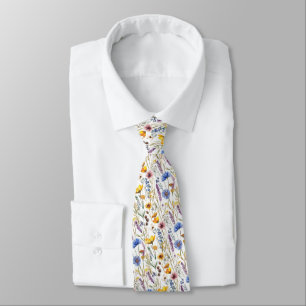Wildflowers Watercolor Boho  Tie