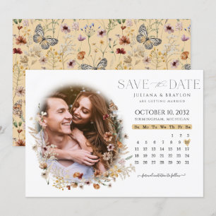 Wildflowers Watercolor Floral Calendar & Photo Sav Save The Date