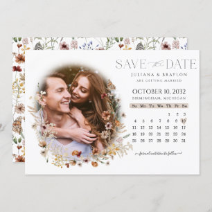 Wildflowers Watercolor Floral Calendar & Photo Sav Save The Date