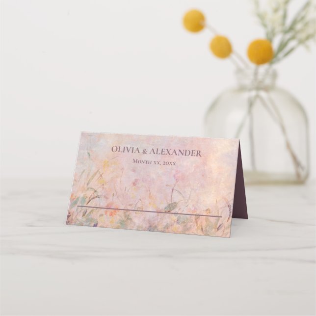 Wildflowers Watercolor Floral Wedding  Place Card (Front)