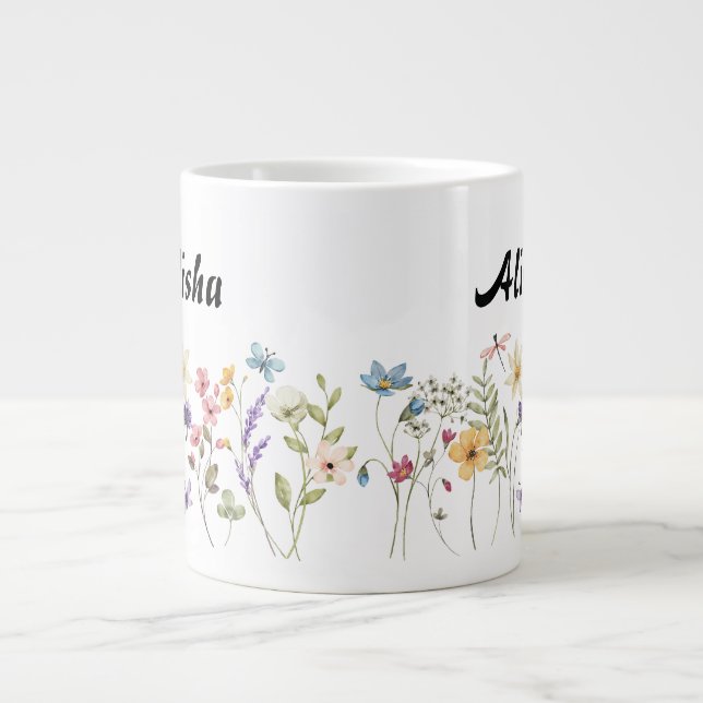 Wildflowers Watercolor Personalised Coffee Mug (Front)