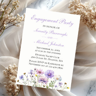 Wildflowers Watercolor Purple Floral Engagement Invitation