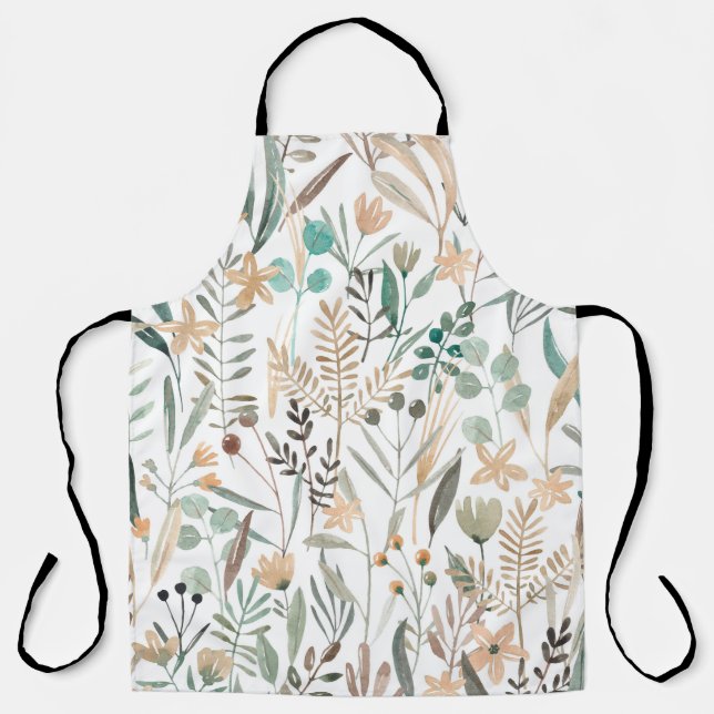 Wildflowers watercolor seamless pattern. Flowers f Apron (Front)