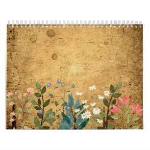 Wildflowers, Watercolor, Vintage Calendar