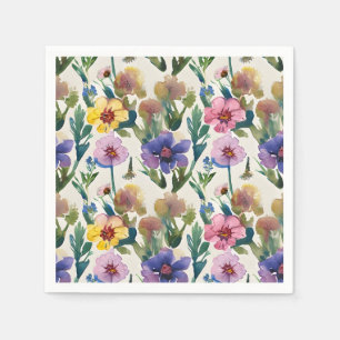 wildflowers watercolor wedding napkins