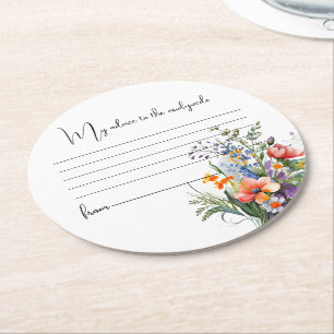 Wildflowers Wedding Advice Round Paper Coaster