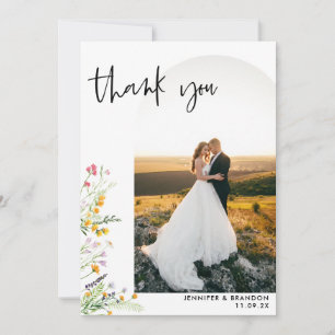 Wildflowers Wedding Arch Photo Thank you Card
