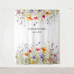 Wildflowers Wedding Backdrop Banner Tapestry