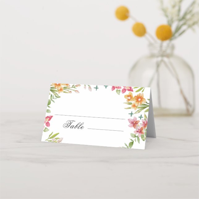 Wildflowers Wedding ,Boho Floral Place Card (Front)