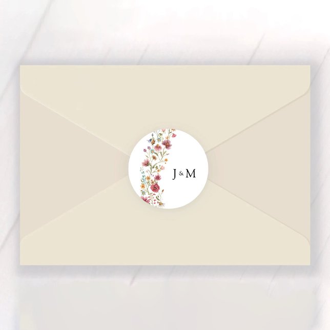 Wildflowers Wedding Classic Round Sticker (Creator Uploaded)