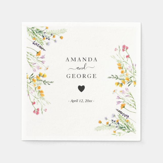 Wildflowers Wedding cocktails Napkin (Front)