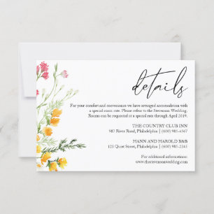 Wildflowers Wedding Details card