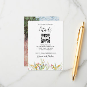 wildflowers wedding details QR photo insert card