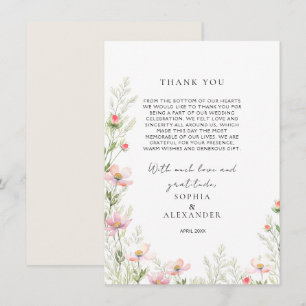 Wildflowers Wedding Flat Thank You Card