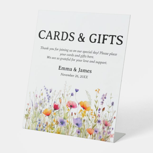 Wildflowers  Wedding Gift and Card Table Sign (Front)