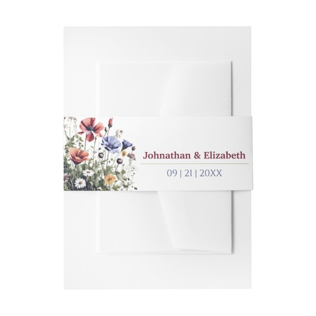 Wildflowers Wedding Invitation Belly Band (Front Example)