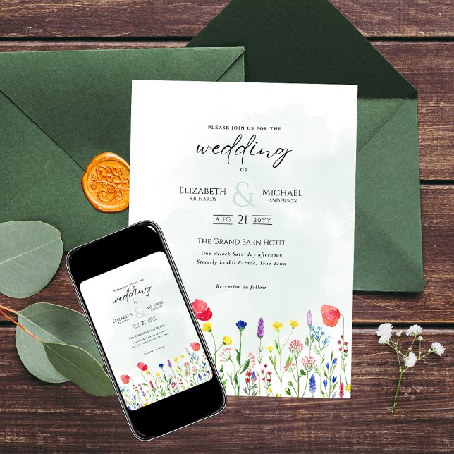 Wildflowers Wedding Invite Floral Print or Digital (Creator Uploaded)