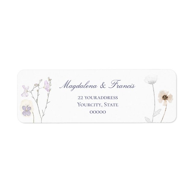  wildflowers wedding label return address label (Front)