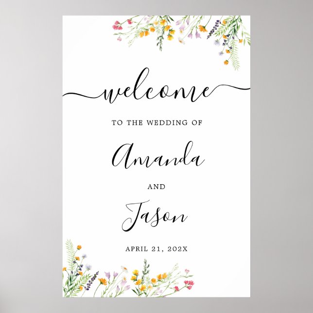 Wildflowers Wedding Large Welcome Sign (Front)