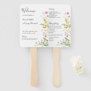 Wildflowers wedding program fan