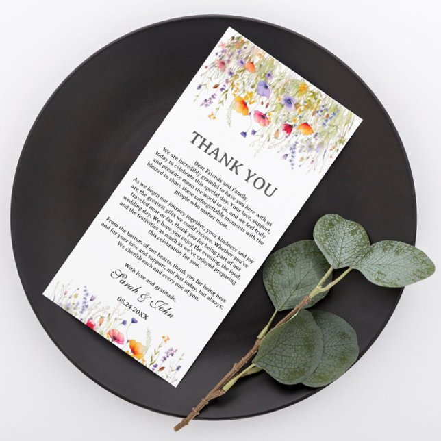 Wildflowers Wedding Reception Tables Thank You Card (Creator Uploaded)