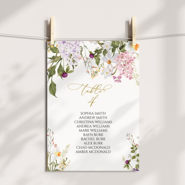 Wildflowers Wedding Table Number 4 Seating Chart (Creator Uploaded)