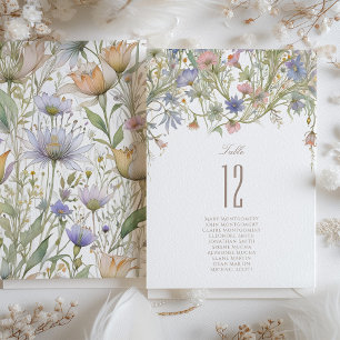 Wildflowers Wedding Table Number Card