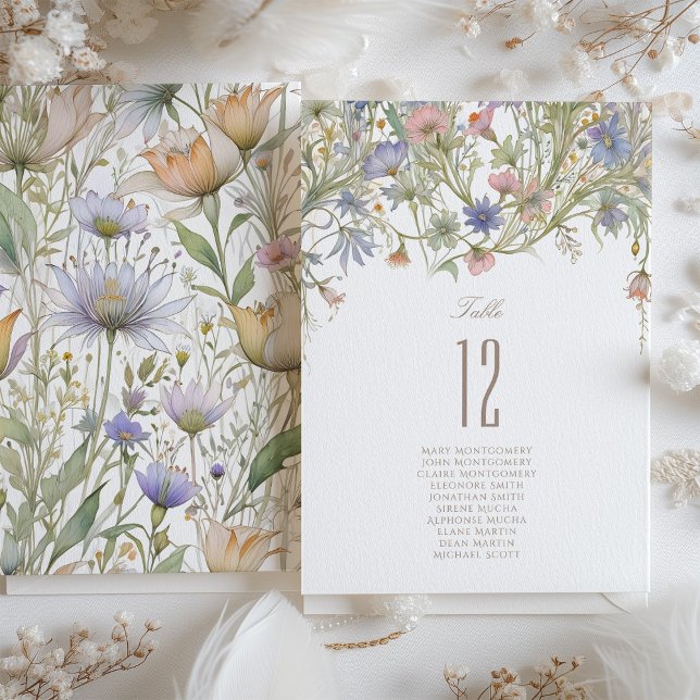 Wildflowers Wedding Table Number Card (Creator Uploaded)