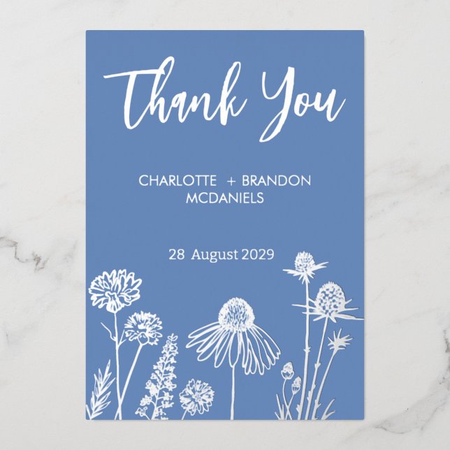 Wildflowers Wedding Thank You Gold  (Front)