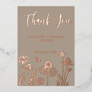 Wildflowers Wedding Thank You Gold