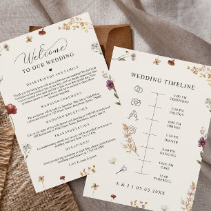 Wildflowers Wedding Welcome Timeline Icons Card
