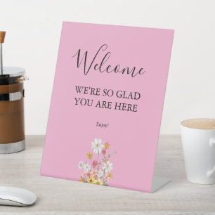 Wildflowers We're So Glad You Are Here Welcome Pedestal Sign