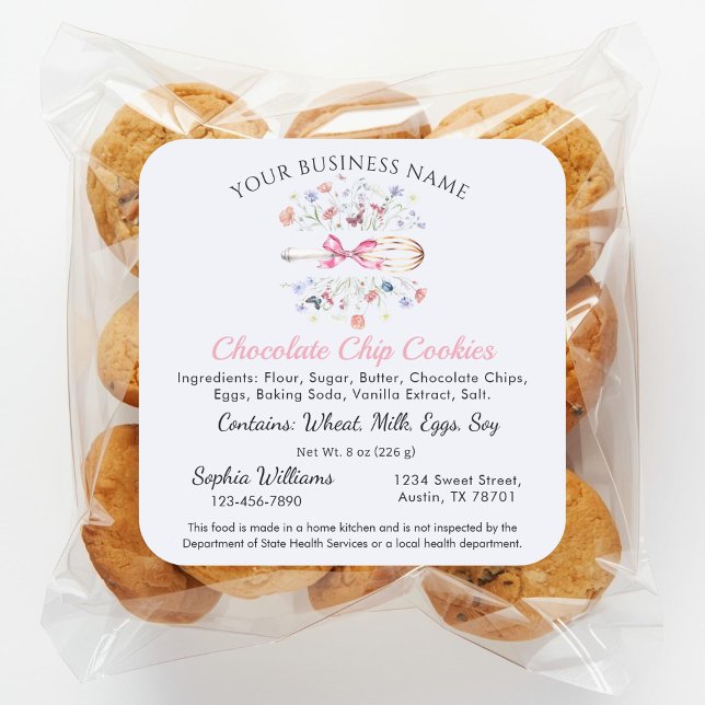 Wildflowers Whisk | Cottage Law Food Bakery Label (Wildflower Whisk Cottage Law Food bakery label )