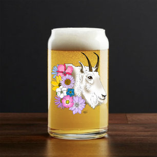 Wildflowers White Mountain Goat Nature Wildlife Can Glass